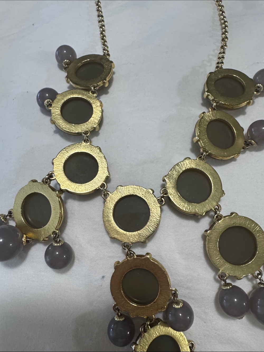 J crew Gold-Tone Statement Necklace with Olive-Grey Beads - Picture 5 of 5